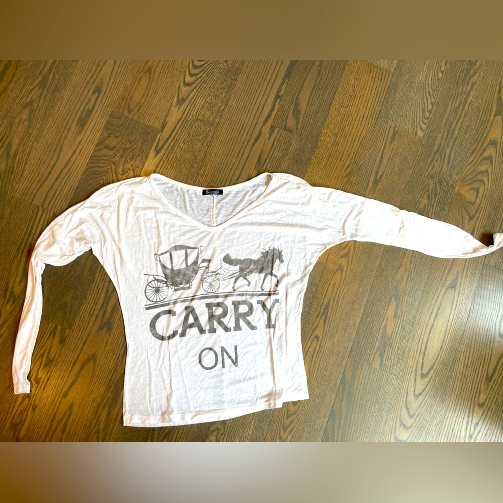 Burn Out Long Sleeve V Neck Graphic T